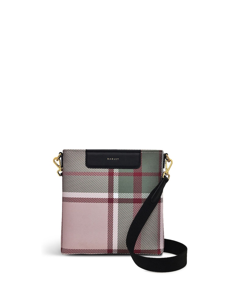 Radley London Small Green Manor Gardens Check Zip-Top Cross-Body Bag - Image 1 of 5 Radley London Small Green Manor Gardens Check Zip-Top Cross-Body Bag - Image 1 of 5