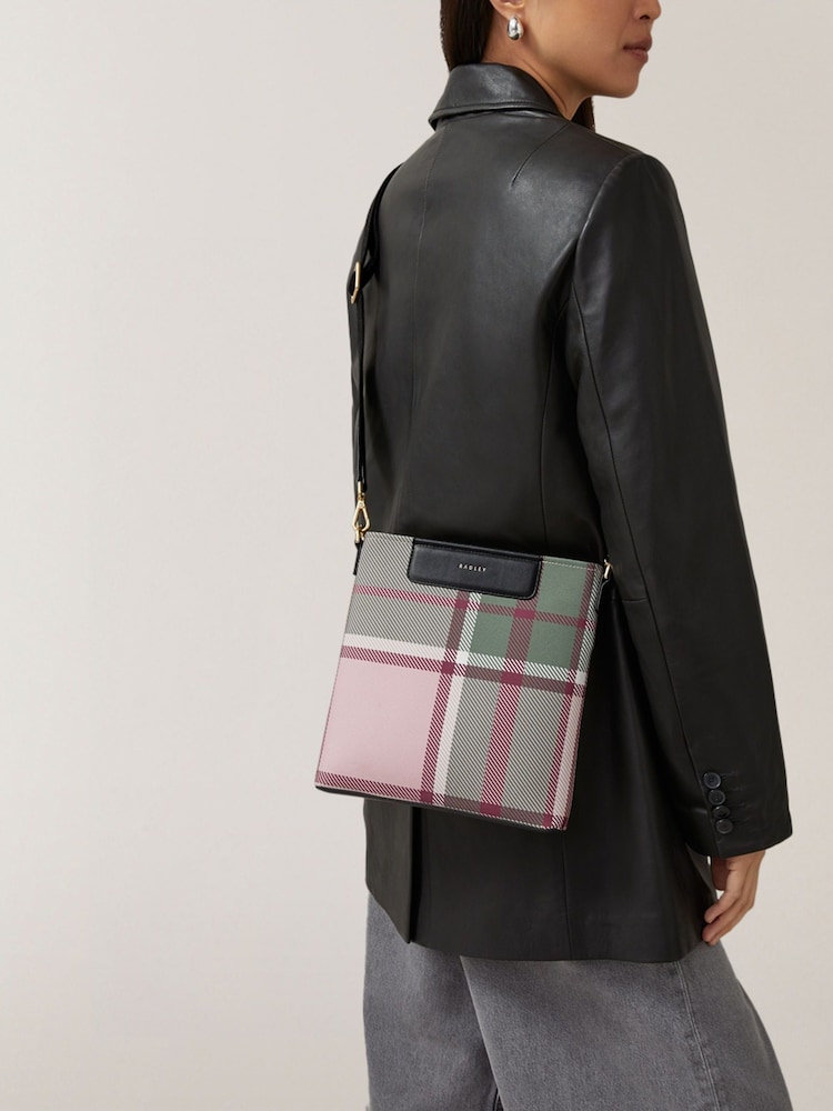 Radley London Small Green Manor Gardens Check Zip-Top Cross-Body Bag - Image 5 of 5