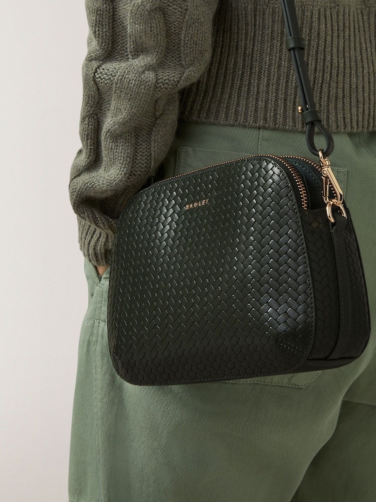 Radley London Medium Green Dukes Place Icon Weave Emboss Zip-Top Cross-Body Bag - Image 1 of 5