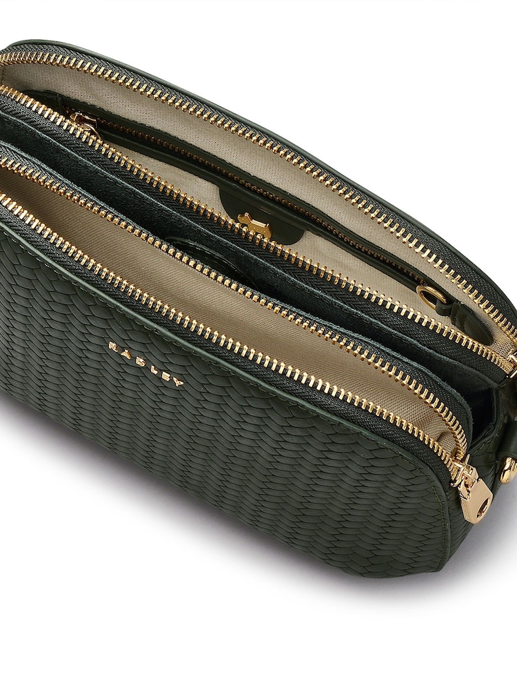Radley London Medium Green Dukes Place Icon Weave Emboss Zip-Top Cross-Body Bag - Image 5 of 5