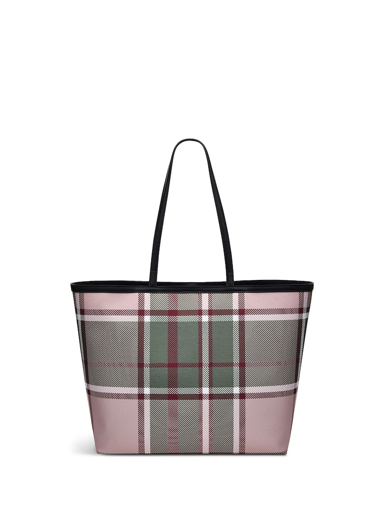Radley Large Green Manor Gardens Check Open Top Tote Bag - Image 2 of 5