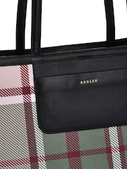 Radley Large Green Manor Gardens Check Open Top Tote Bag - Image 3 of 5