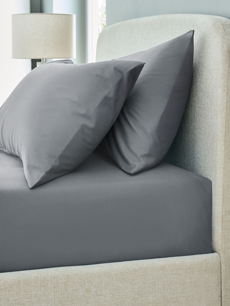 Grey Pure 144 Thread Extra Deep Fitted Count 100% Cotton Sheet - Image 1 of 2