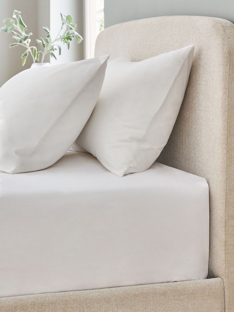 White Pure 144 Thread Extra Deep Fitted Count 100% Cotton Sheet - Image 1 of 2