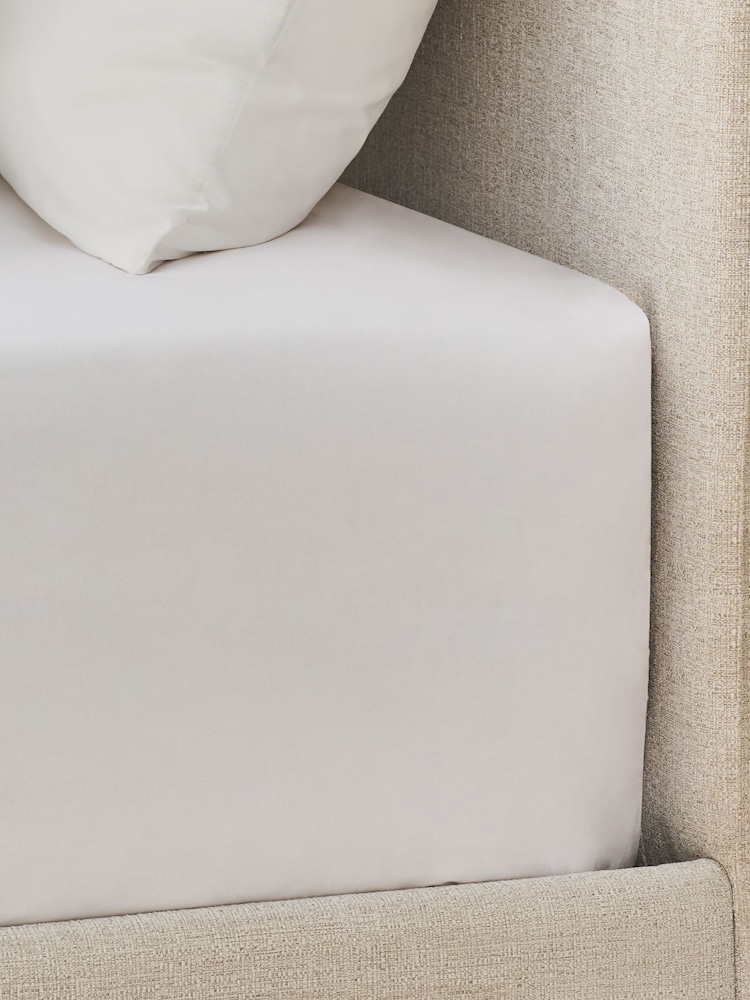 White Pure 144 Thread Extra Deep Fitted Count 100% Cotton Sheet - Image 2 of 2