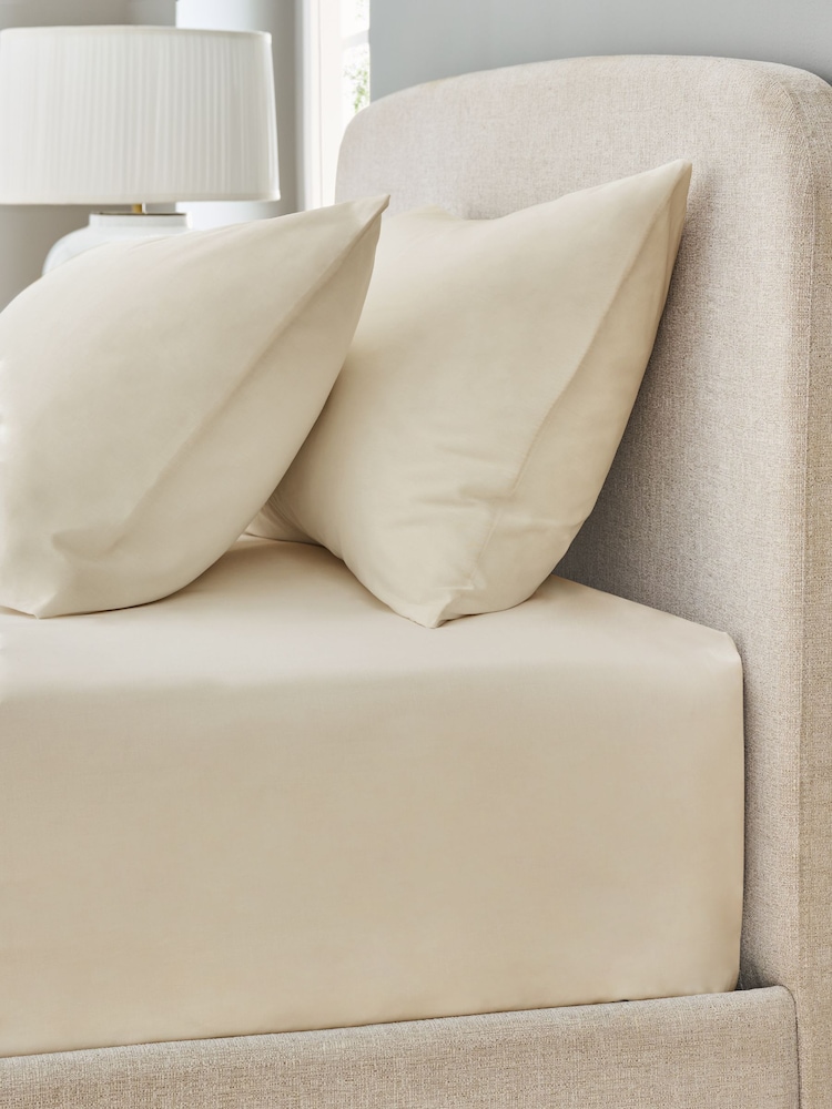Natural Pure 144 Thread Extra Deep Fitted Count 100% Cotton Sheet - Image 1 of 2