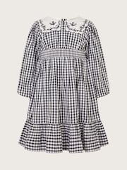 Monsoon Black Gingham Scallop Collar Dress - Image 2 of 4