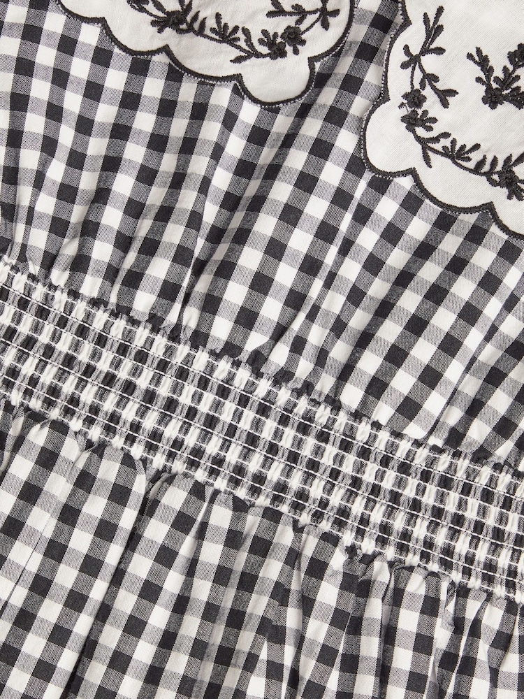 Monsoon Black Gingham Scallop Collar Dress - Image 4 of 4