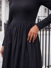 Noir - Roman Peignoir mi-long en jersey de coton extensible - Image 4 de 4