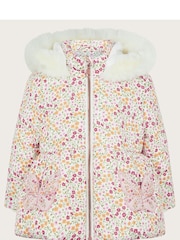 Monsoon Pink Floral Butterfly Pocket Hooded Coat - Image 1 of 3