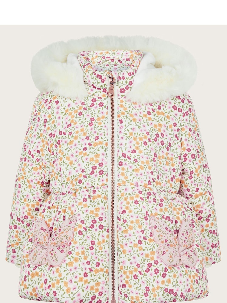 Monsoon Floral Kapuzenmantel mit Schmetterlingsmuster und Taschen - Bild 1 von 3 Monsoon Floral Kapuzenmantel mit Schmetterlingsmuster und Taschen - Bild 1 von 3