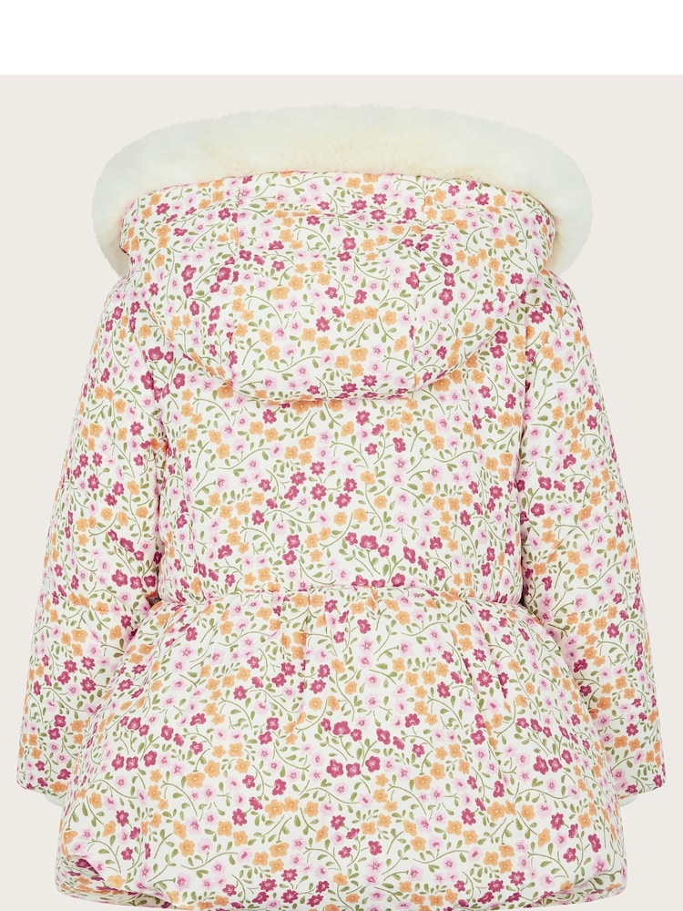 Monsoon Pink Floral Butterfly Pocket Hooded Coat - Image 2 of 3