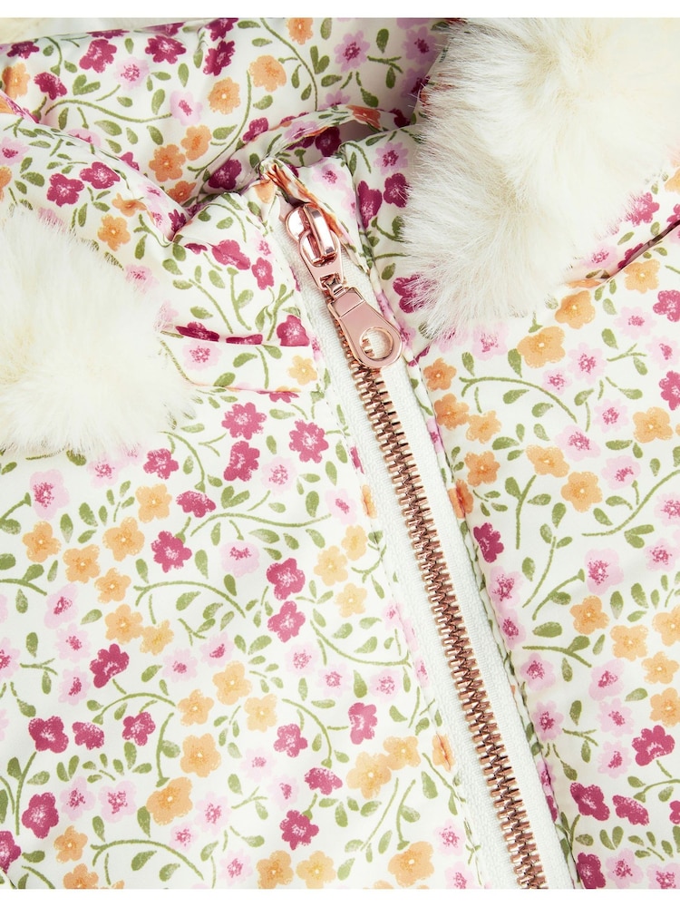 Monsoon Pink Floral Butterfly Pocket Hooded Coat - Image 3 of 3