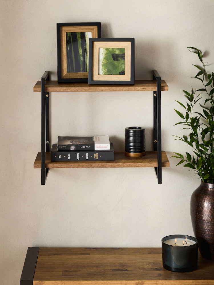 Dark Bronx 2 Tier Wall Shelves - Image 1 of 5