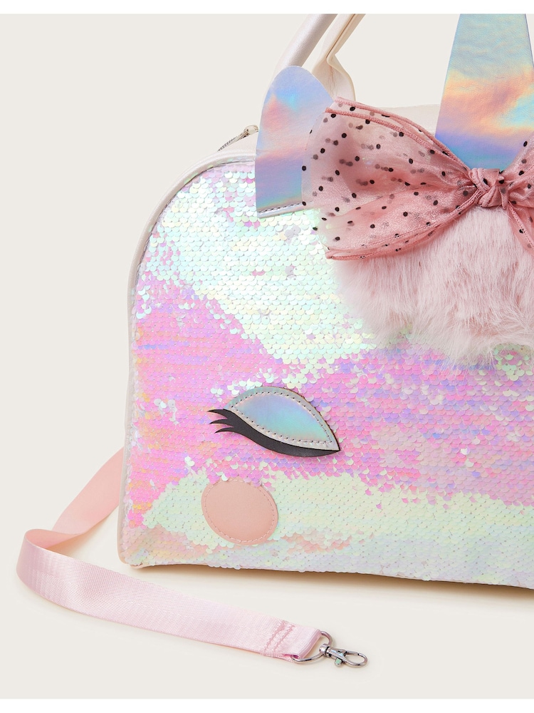 Monsoon White Sequin Unicorn Weekender Bag - Image 3 of 3