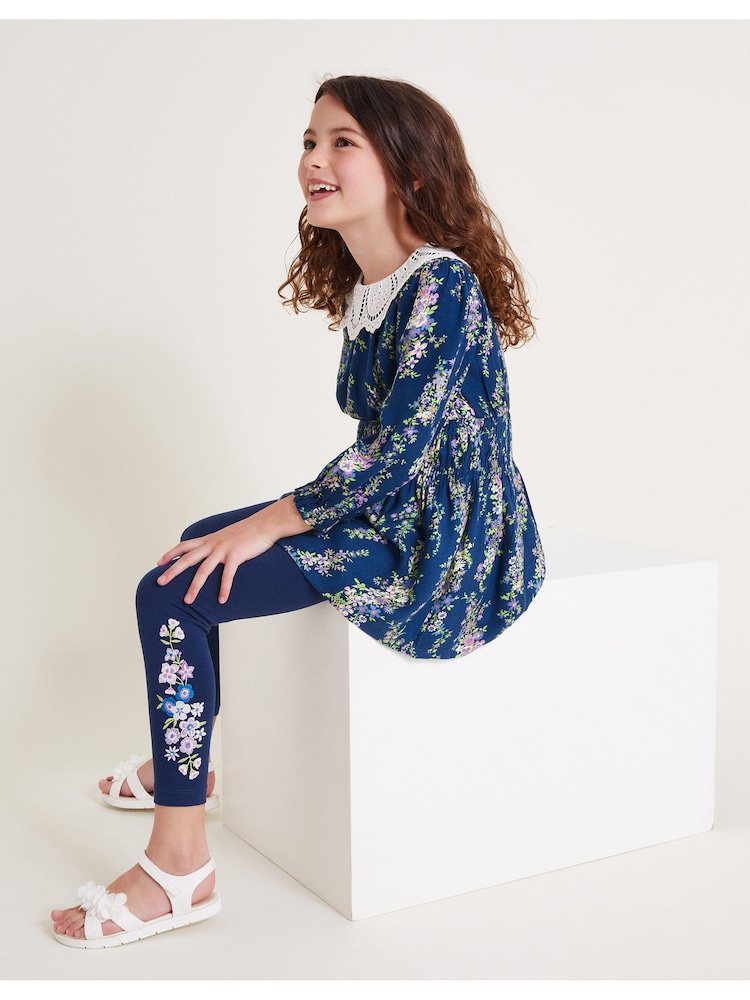 Monsoon Blue Floral Tunic and Leggings Set - Image 1 of 4