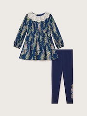 Monsoon Blue Floral Tunic and Leggings Set - Image 2 of 4