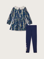Monsoon Blue Floral Tunic and Leggings Set - Image 3 of 4
