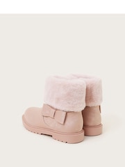 Monsoon Pink Bow Faux Fur Cuff Boots - Image 2 of 3