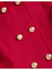 Monsoon Red Double Breasted Faux Fur Hooded Coat - Image 3 of 3