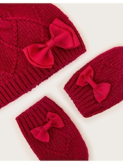 Monsoon Baby Bow Hat and Mittens Set - Bild 2 von 2