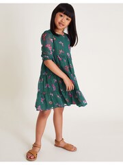 Monsoon Green Metallic Stripe Butterfly Tiered Dress - Image 1 of 4