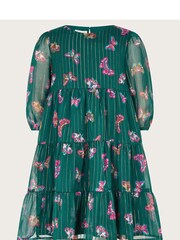 Monsoon Green Metallic Stripe Butterfly Tiered Dress - Image 2 of 4
