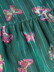 Monsoon Green Metallic Stripe Butterfly Tiered Dress - Image 4 of 4