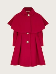 Monsoon Red Detachable Cape Collared Coat - Image 1 of 4