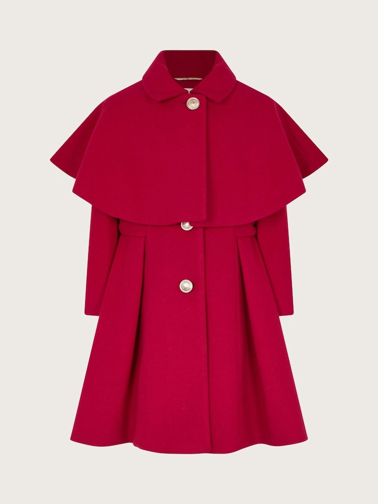 Monsoon Red Detachable Cape Collared Coat - Image 1 of 4