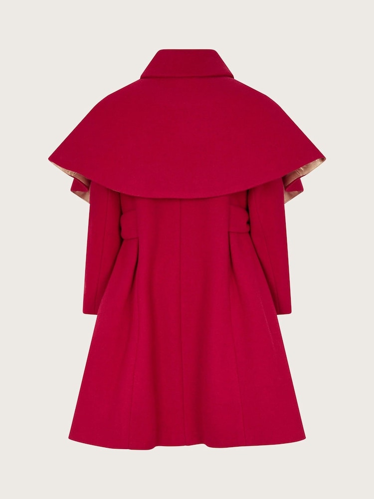 Monsoon Red Detachable Cape Collared Coat - Image 2 of 4