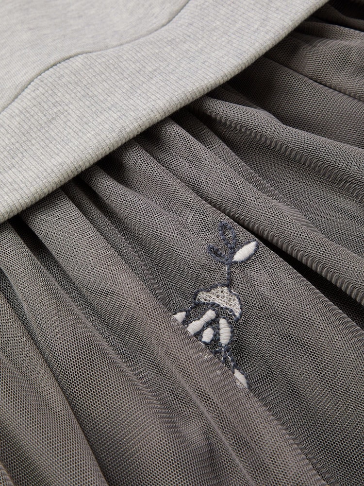 Monsoon Grey Rose Embellished 2-in-1 Sweatshirt Dress - Image 4 of 4