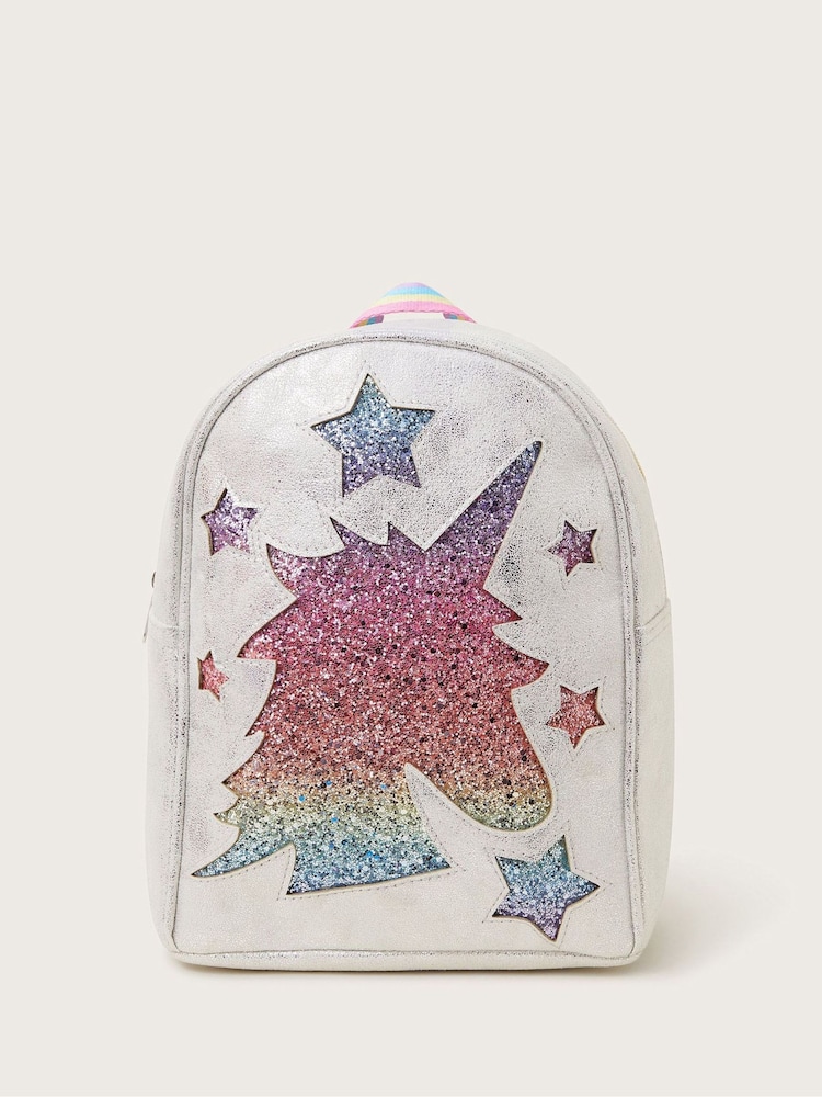Monsoon Silver Glitter Rainbow Unicorn Backpack - Image 1 of 3