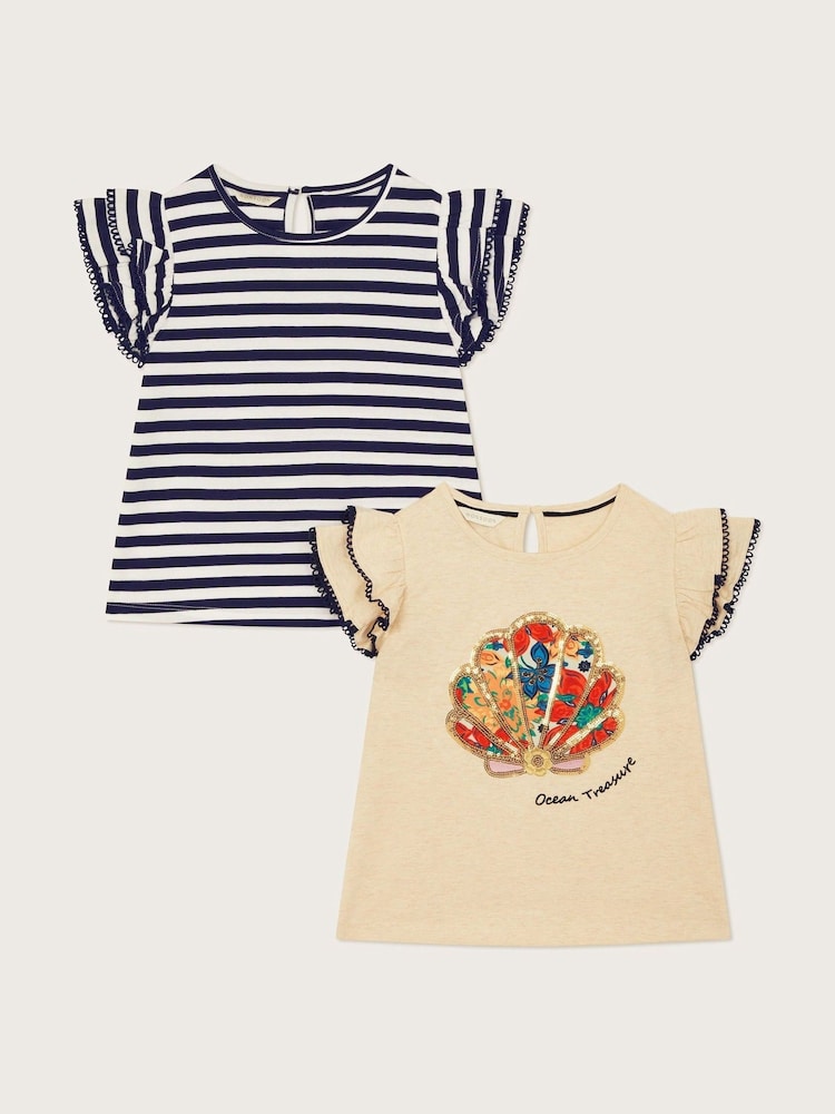 Monsoon Blue Ocean Treasure 100% Cotton T-Shirts 2 Pack - Image 2 of 4 Monsoon Blue Ocean Treasure 100% Cotton T-Shirts 2 Pack - Image 2 of 4