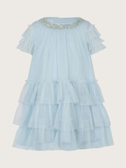 Monsoon Blue Baby Alexandra Ruffle Dress - Image 1 of 3
