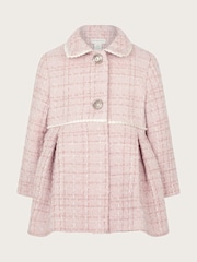 Monsoon Pink Baby Tweed Collared Coat - Image 1 of 3