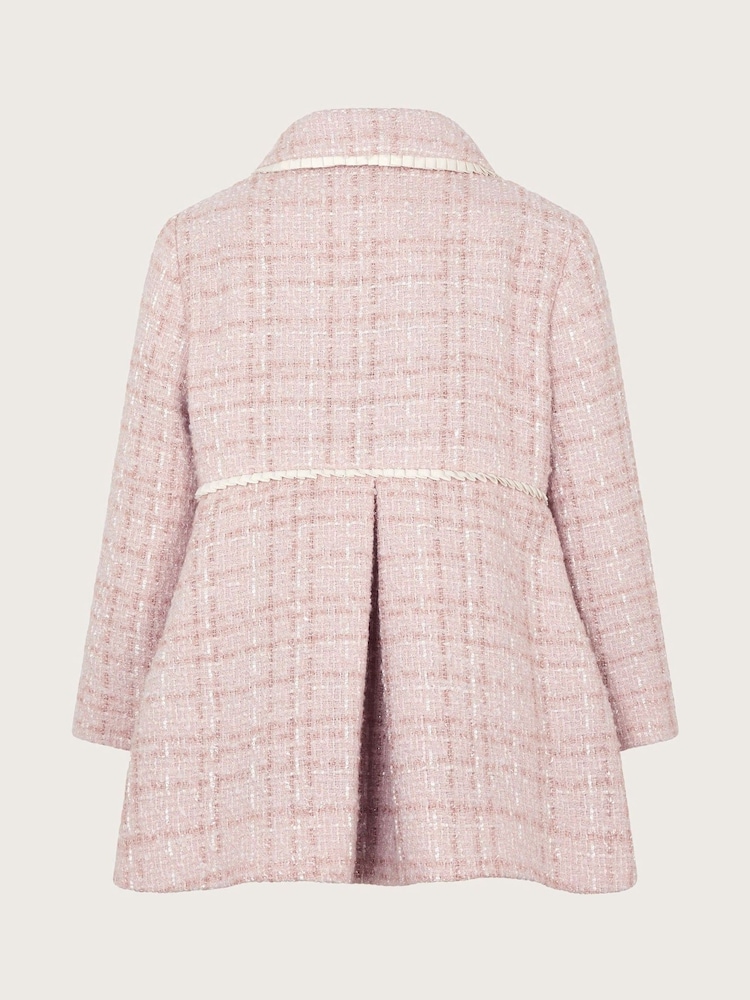 Monsoon Pink Baby Tweed Collared Coat - Image 2 of 3