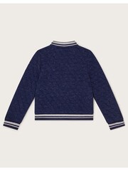 Monsoon Blue Sequin Unicorn Quilted Bomber Jacket - Image 3 of 7