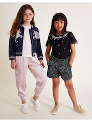 Monsoon Blue Sequin Unicorn Quilted Bomber Jacket - Image 7 of 7