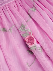 Monsoon Pink Baby April Shirred Embroidered Dress - Image 3 of 3