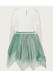 Monsoon Green Floral Embellished Tulle Long Sleeve Disco Dress - Image 2 of 3