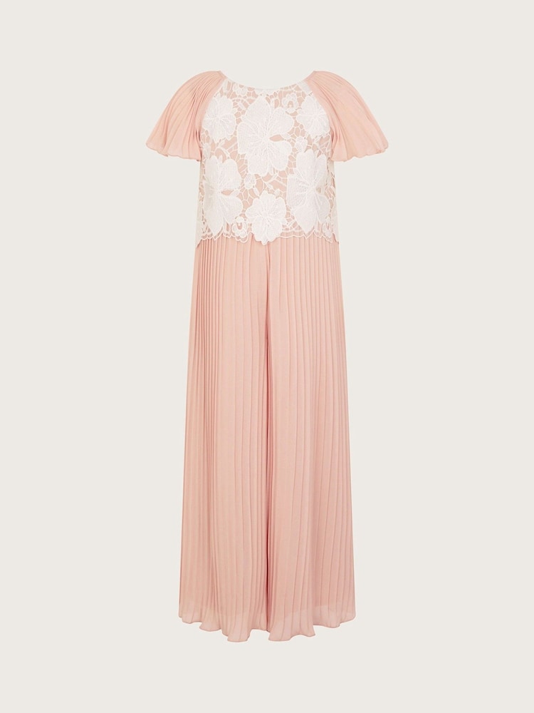 Monsoon Pink Otissa Pleated Lace Jumpsuit - Image 2 of 4