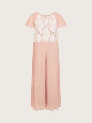 Monsoon Pink Otissa Pleated Lace Jumpsuit - Image 3 of 4