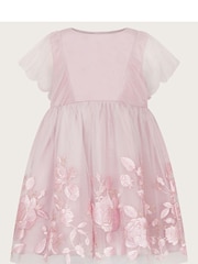 Monsoon Pink Baby Dahlia Floral Embroidered Dress - Image 1 of 3