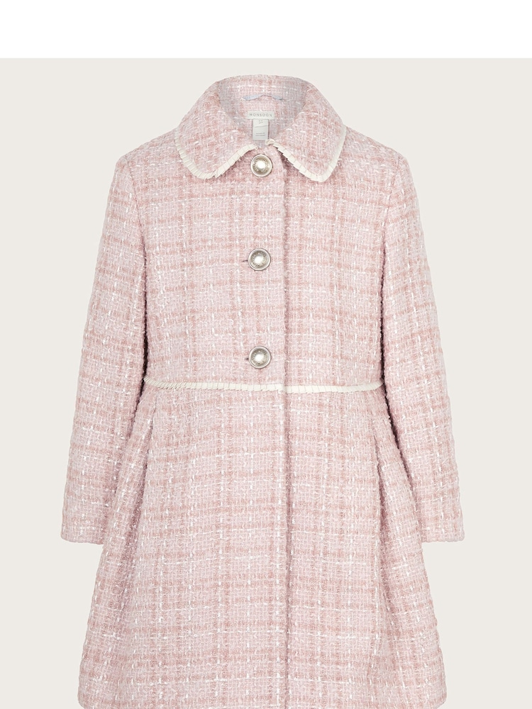 Monsoon Pink Tweed Collar Coat - Image 1 of 3