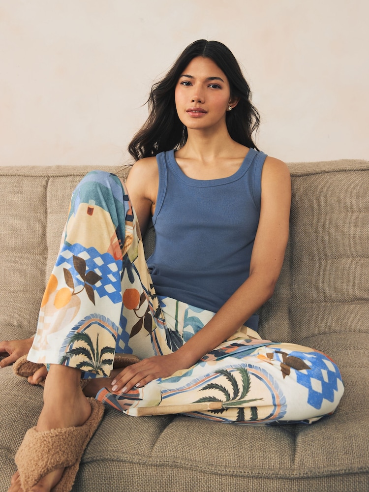 Blue Palms Rib Vest Pyjamas - Image 1 of 1