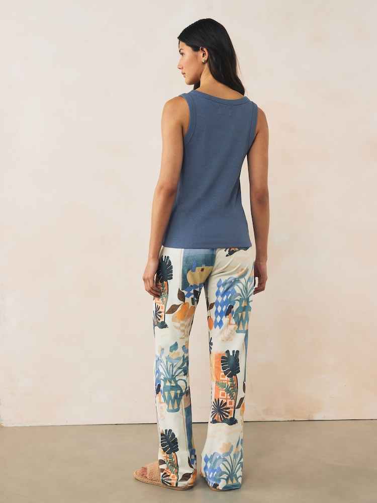 Blue Palms Rib Vest Pyjamas - Image 3 of 8