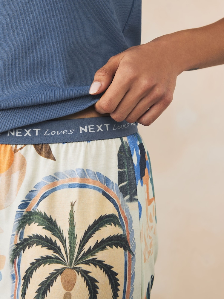 Blue Palms Rib Vest Pyjamas - Image 5 of 8