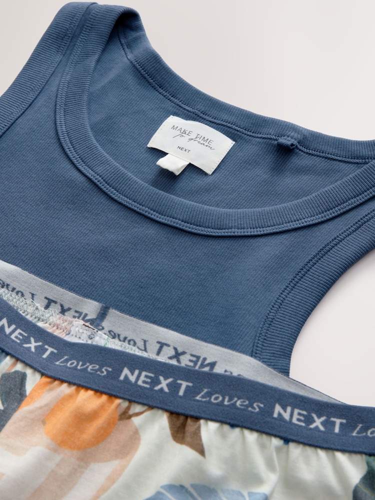 Blue Palms Rib Vest Pyjamas - Image 7 of 8