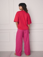 Pink Bisou Bisou 100% Cotton T-Shirt and Gingham Pyjamas Set - Image 2 of 6